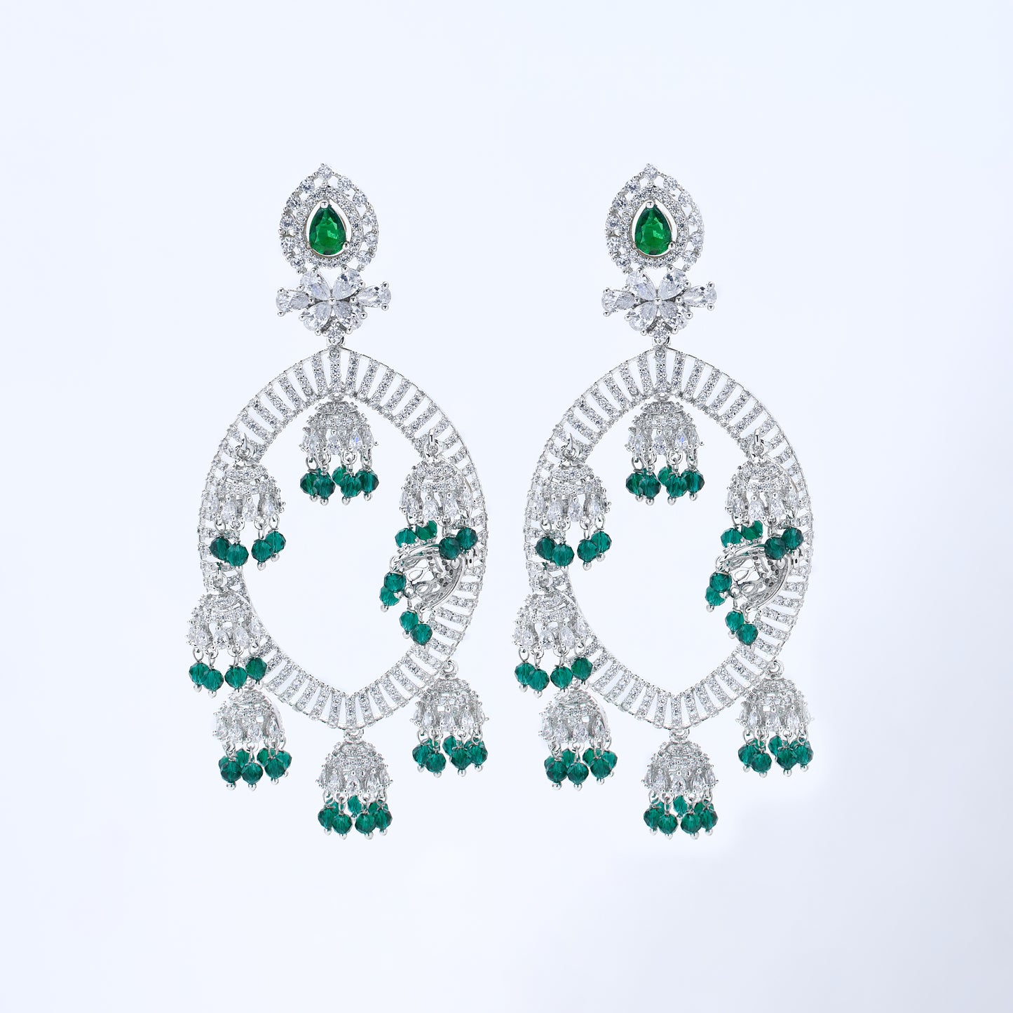 Emerald Radiance Jhumka Earrings