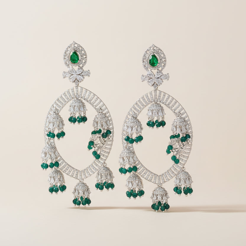 Emerald Radiance Jhumka Earrings