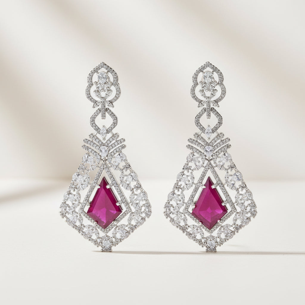 Ruby Royale Diamond Earrings
