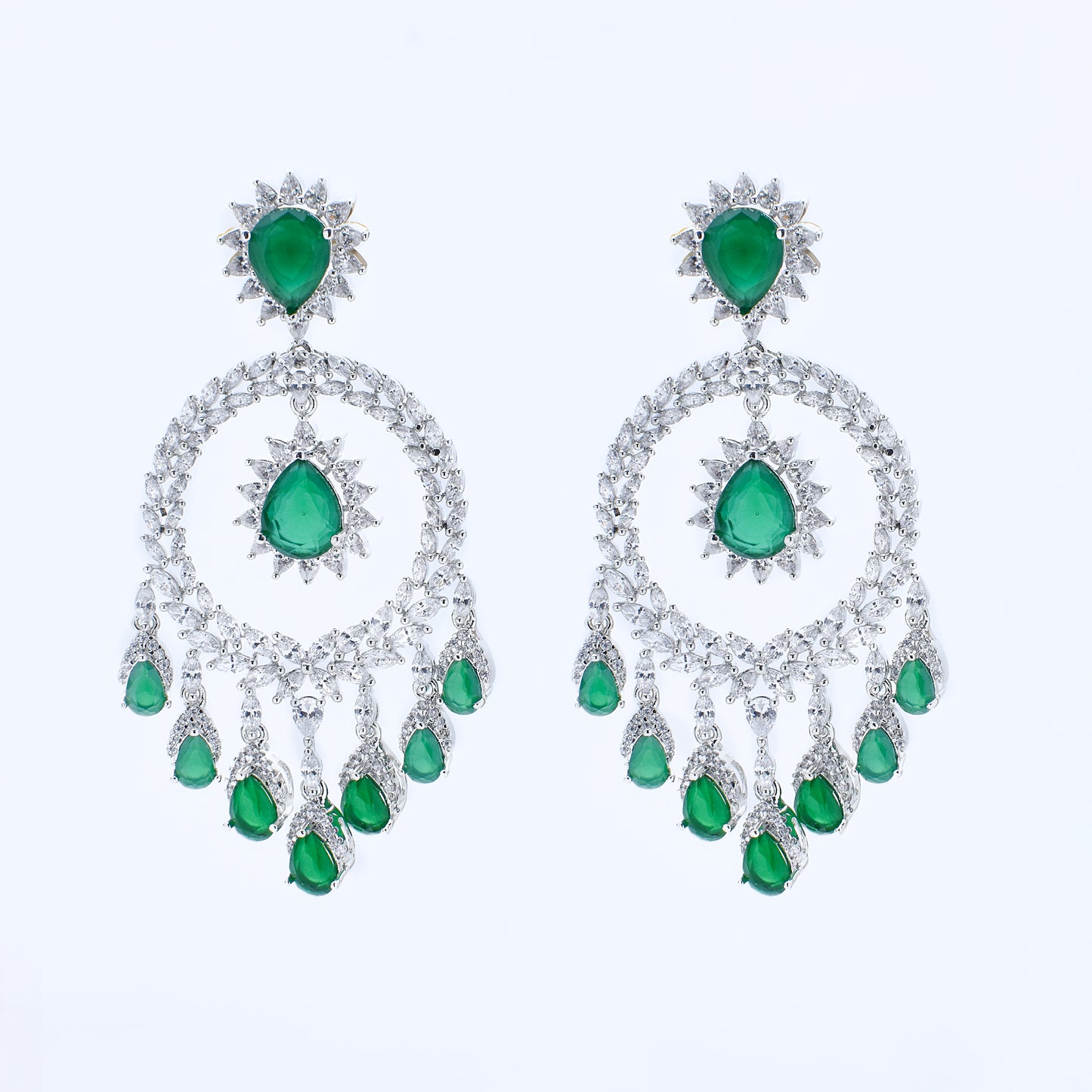 Emerald Sunburst Chandbali Earrings