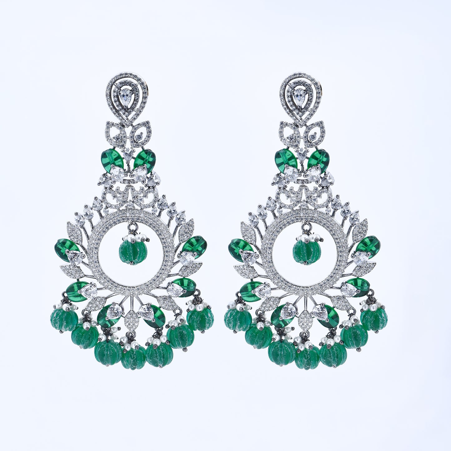 Emerald Symphony Diamond Earrings