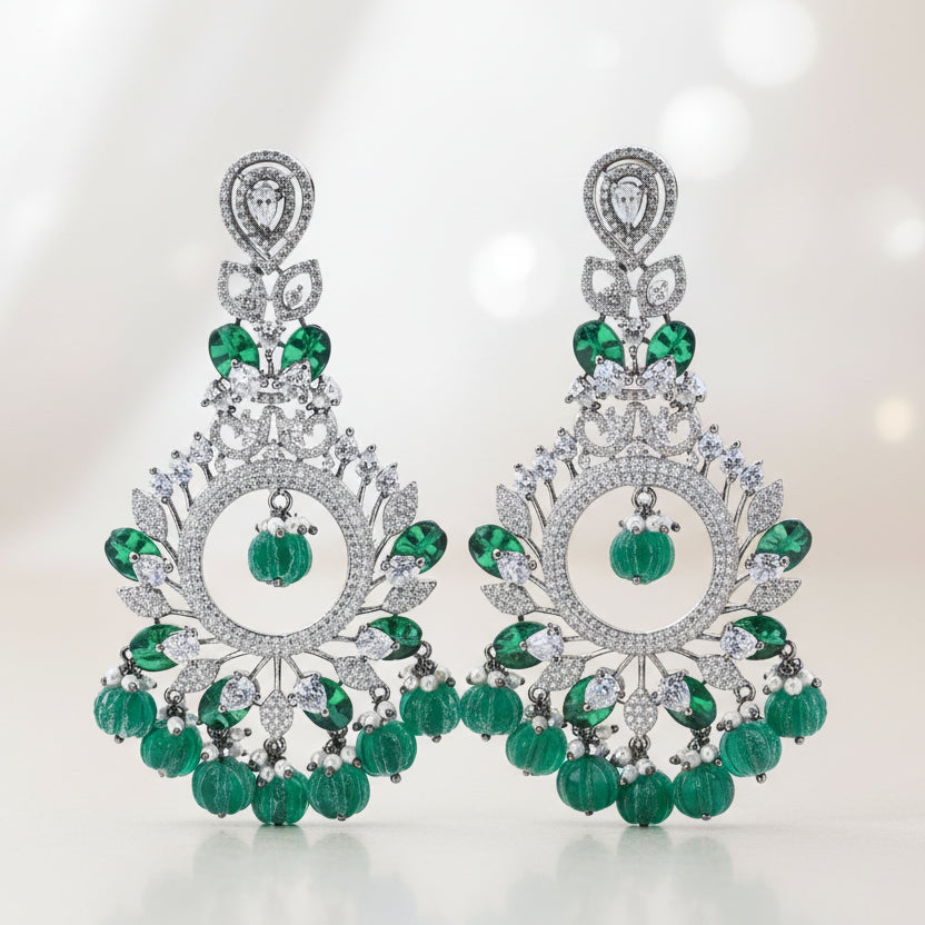 Emerald Symphony Diamond Earrings