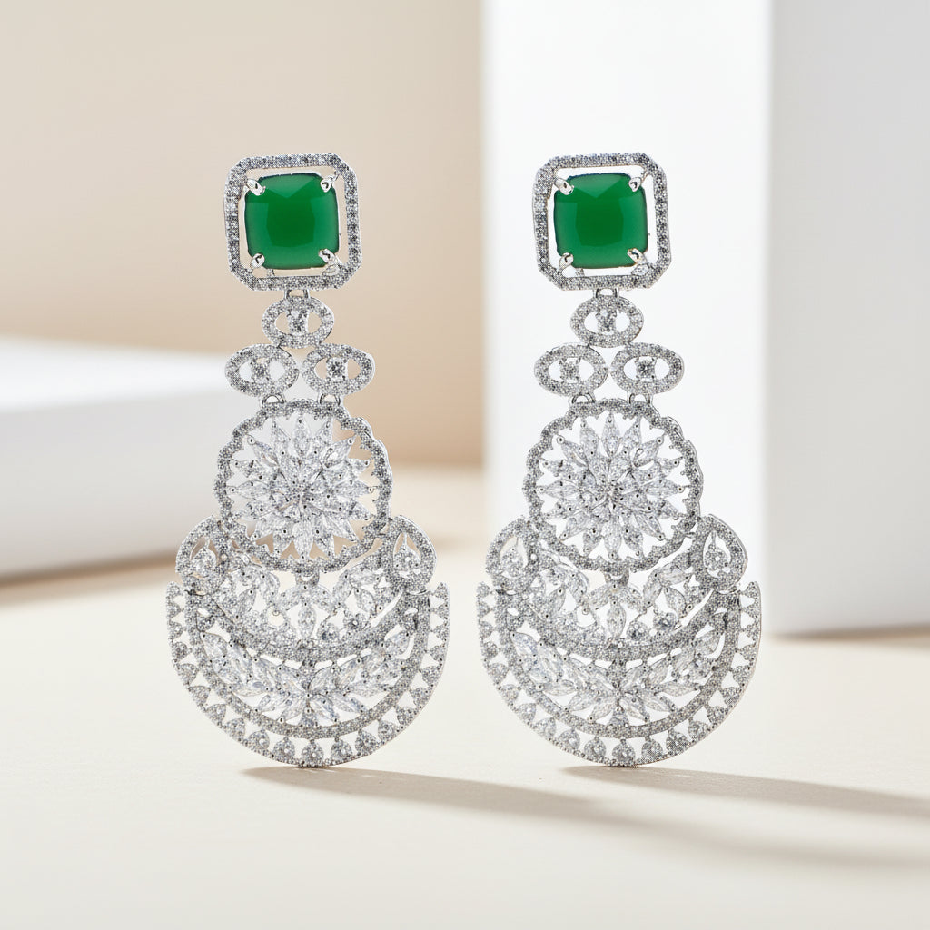 Emerald Majesty Diamond Earrings