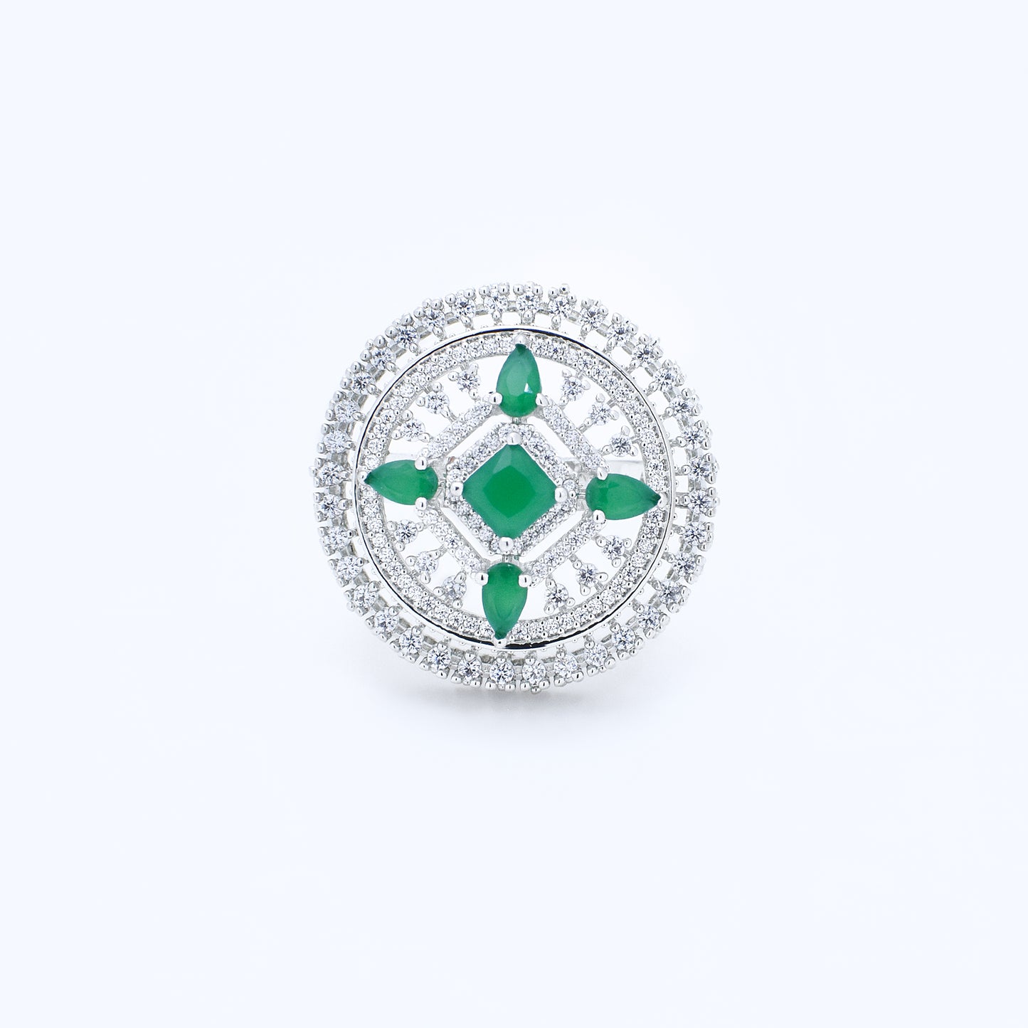 Emerald Cluster Diamond Ring