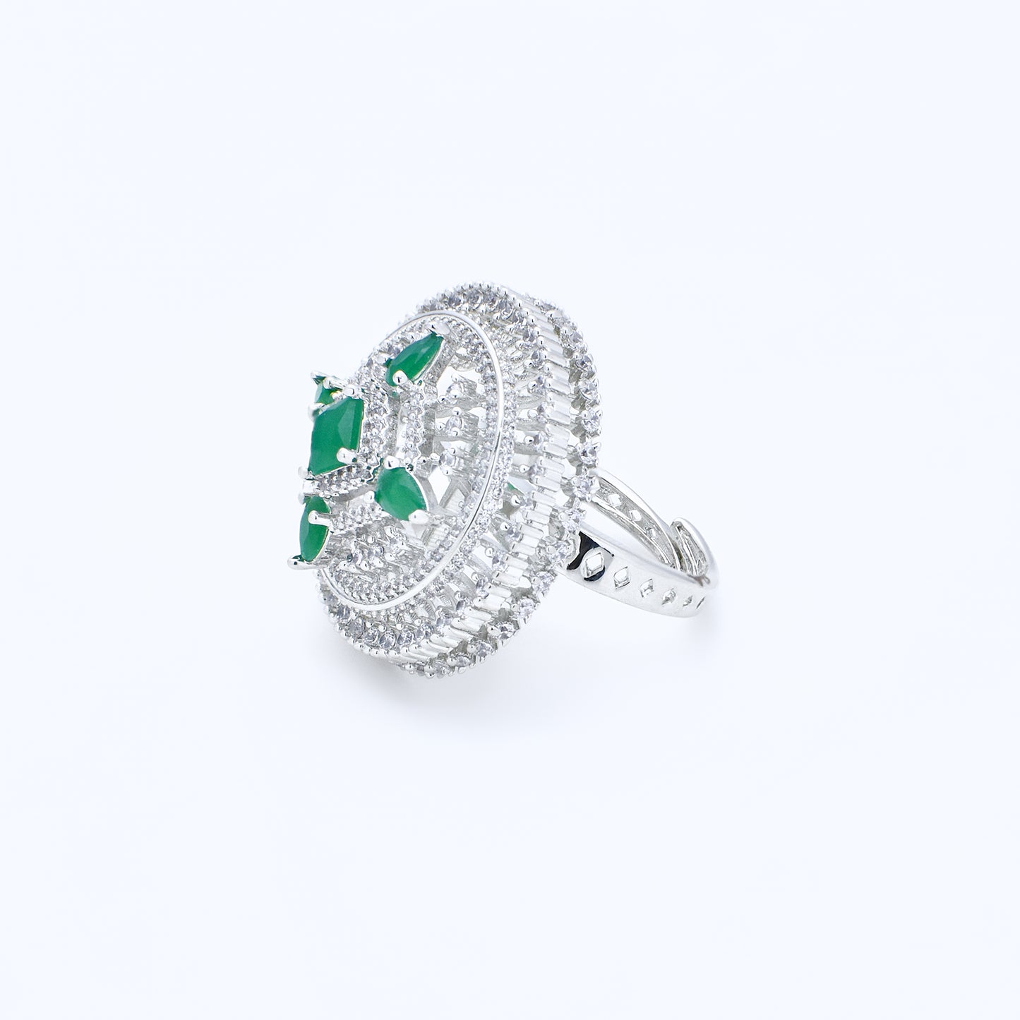 Emerald Cluster Diamond Ring