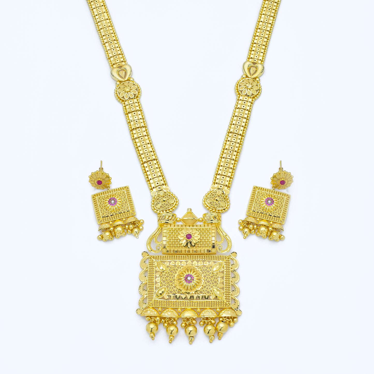 Majestic Temple-Inspired Gold Necklace Set