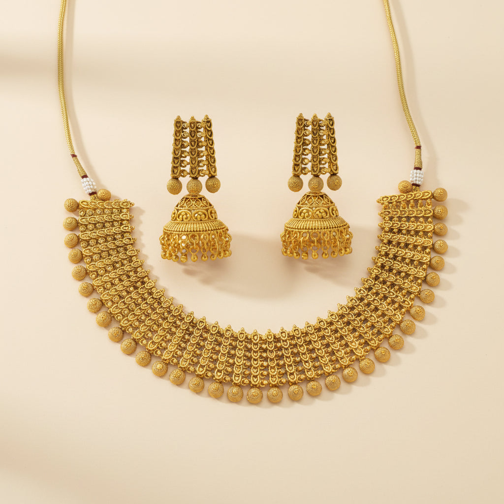 Flexible Gold Antique Necklace set