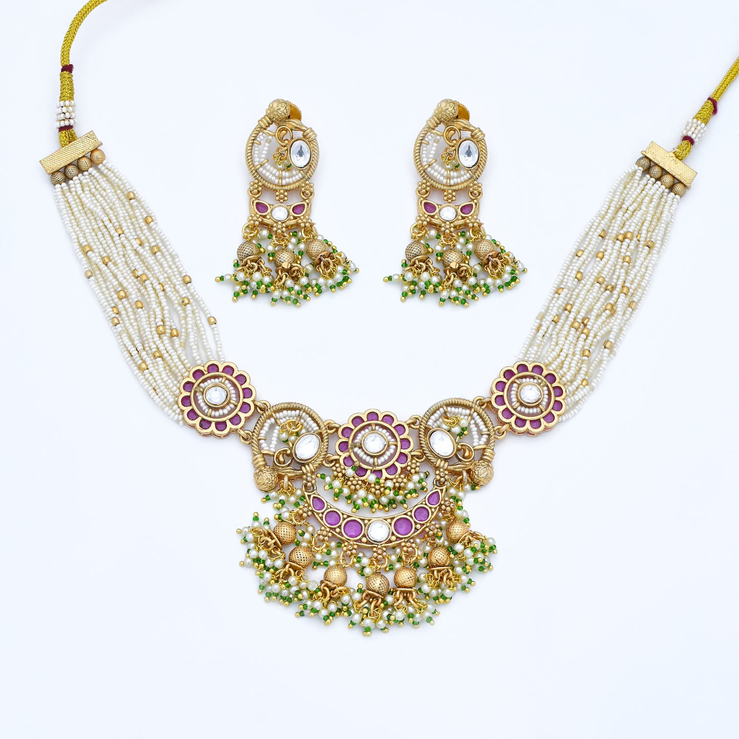 Elegant White and Gold Beaded Necklace