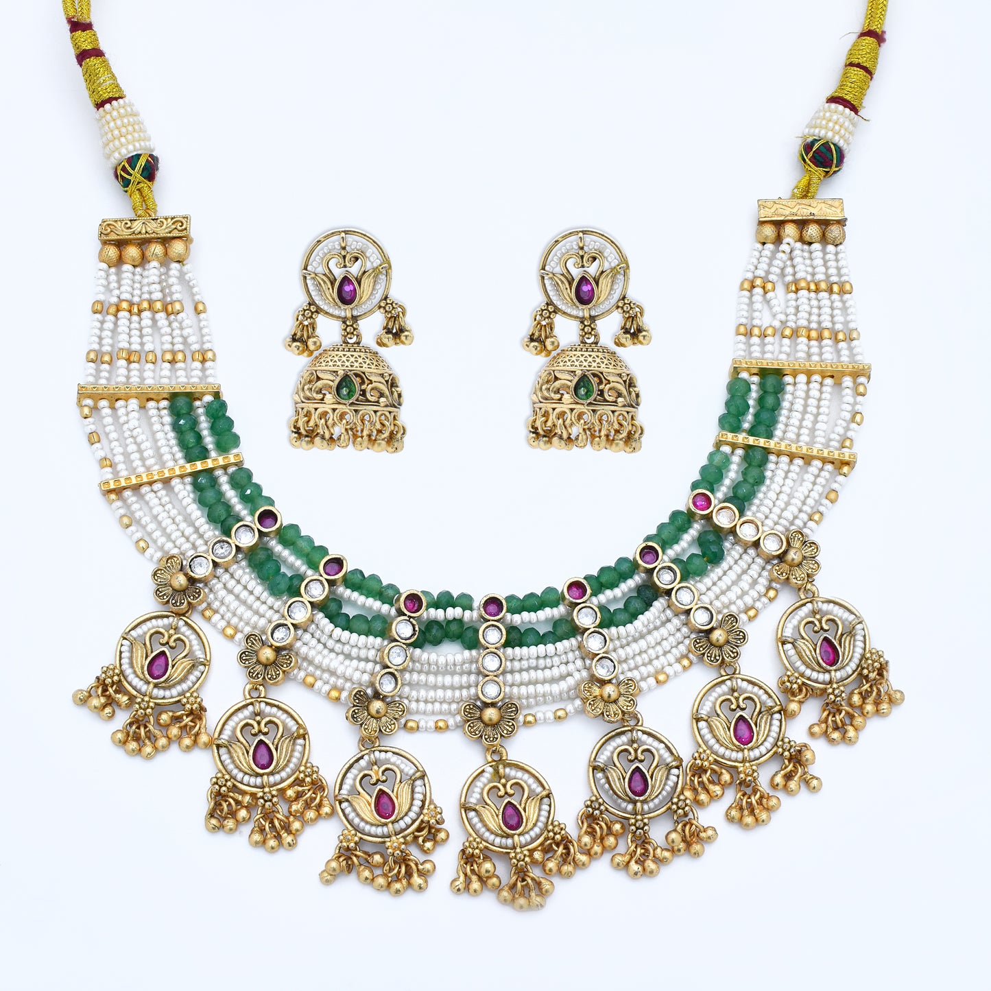 Heritage pearl and Emerald Necklace set