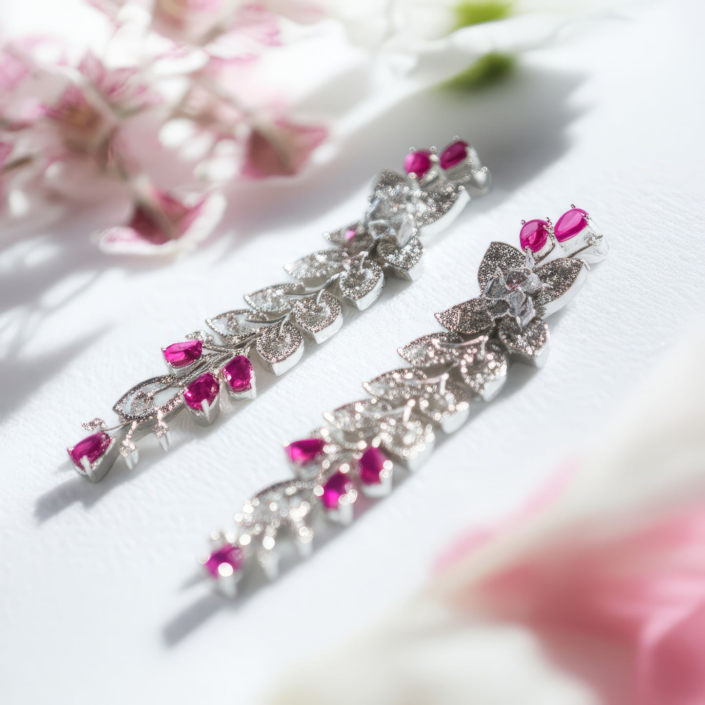 Blossom Elegance Ruby & Diamond Earrings