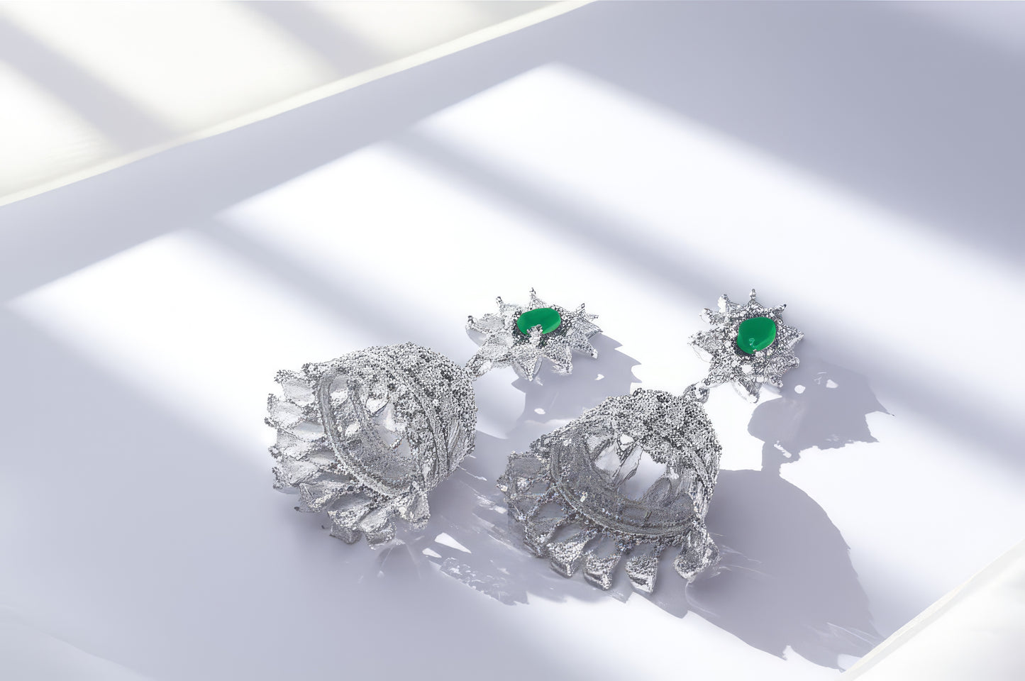 Emerald & Diamond Jhumka Earrings