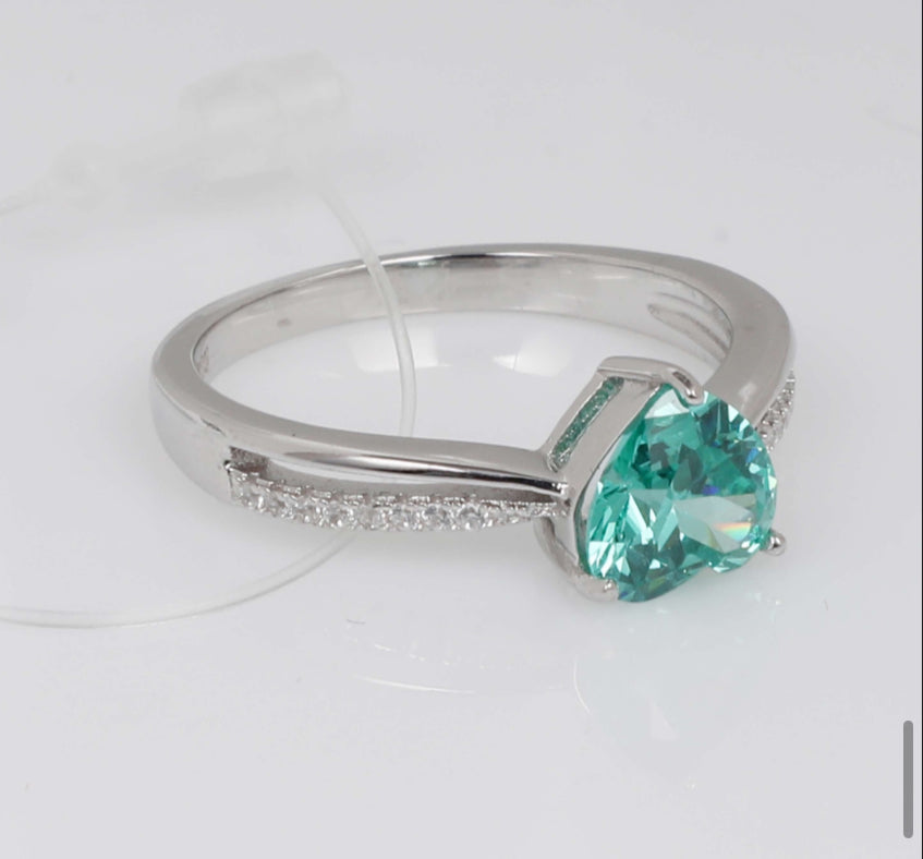 Mint Heart 92.5 Sterling Silver Ring