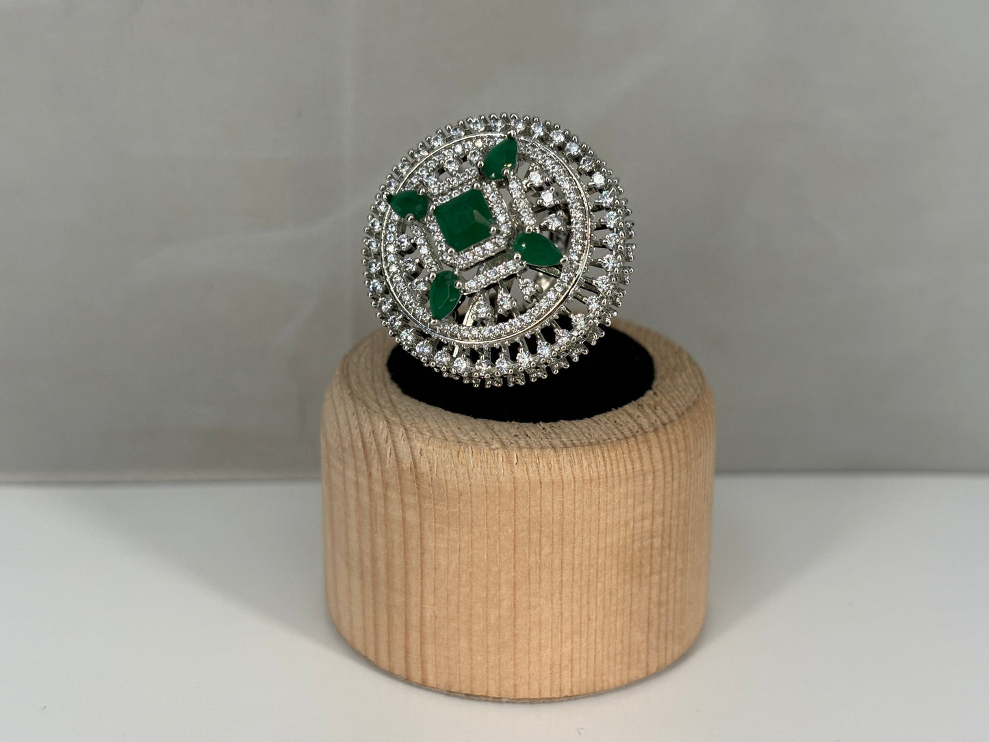 Emerald Cluster Diamond Ring