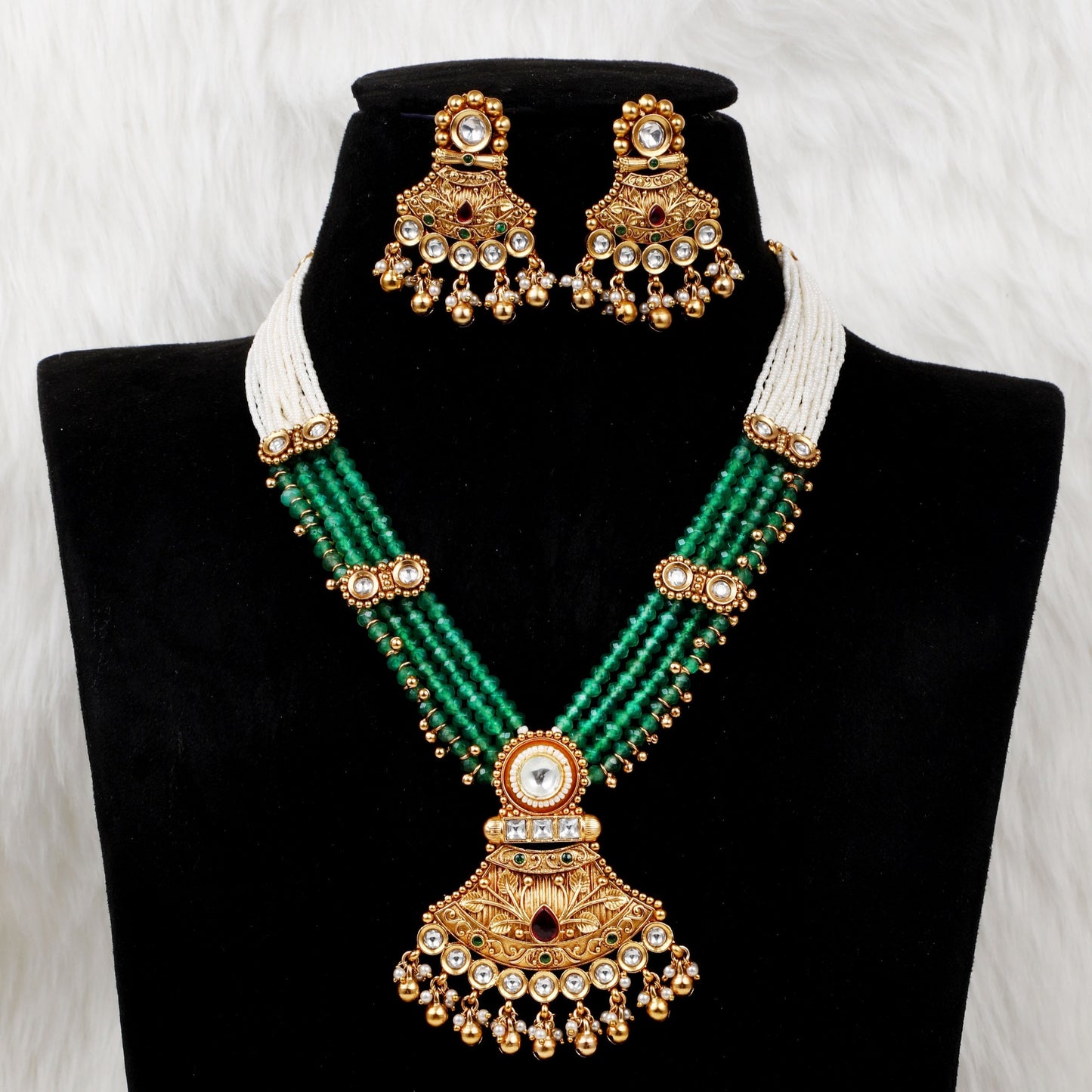 Traditional Green Beaded Necklace