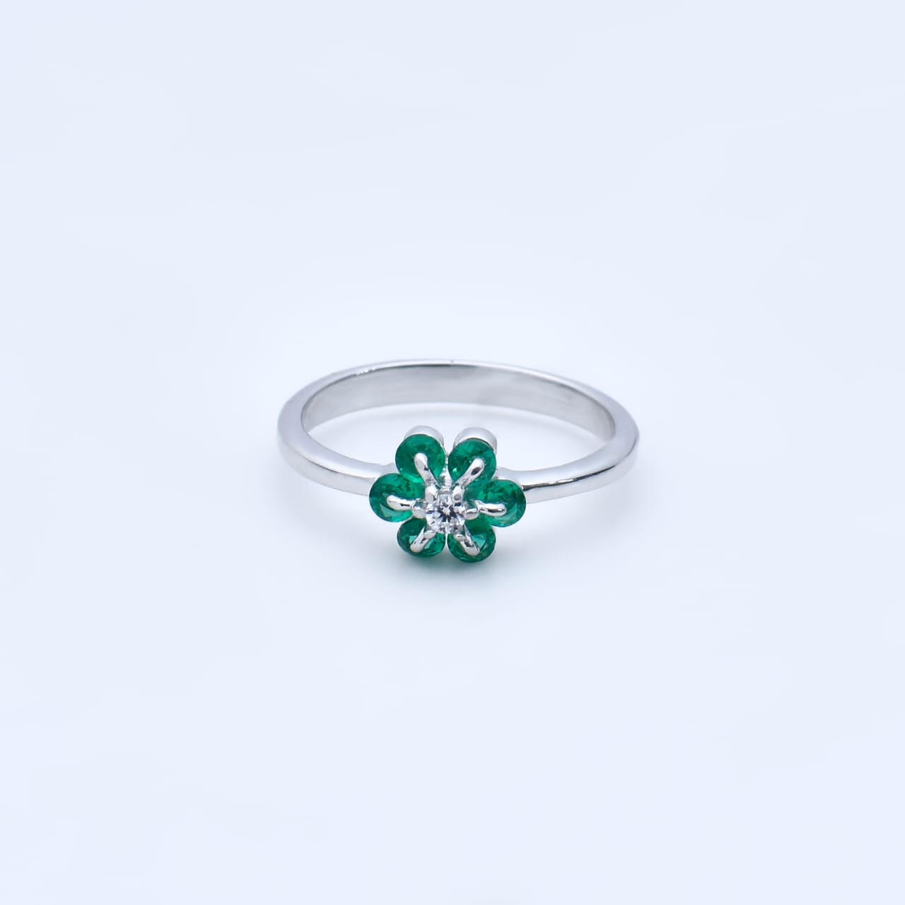 Emerald Petal 92.5 Sterling Silver Ring