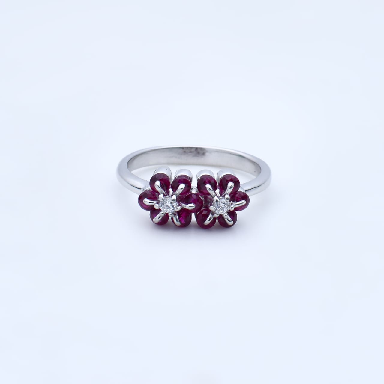 Ruby Petal 92.5 Sterling Silver Ring