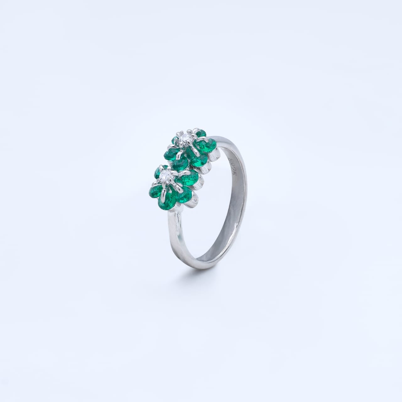 TwinPetal Charm 92.5 Sterling Silver Ring