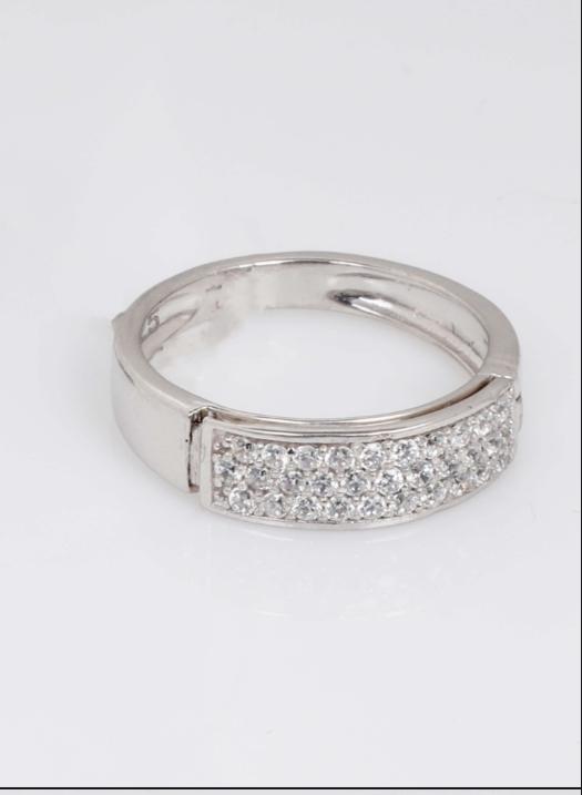 Titan Curve CZ Embedded 92.5 Sterling Silver Ring