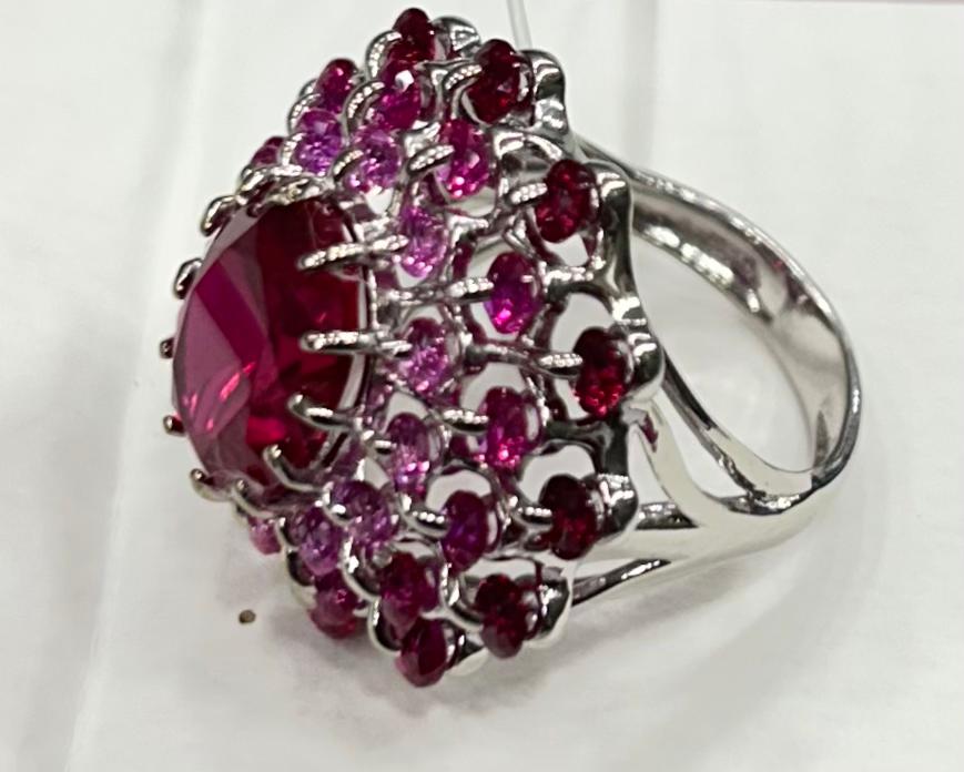 Ruby Bloom Dancing Stone 92.5 Sterling Silver Ring
