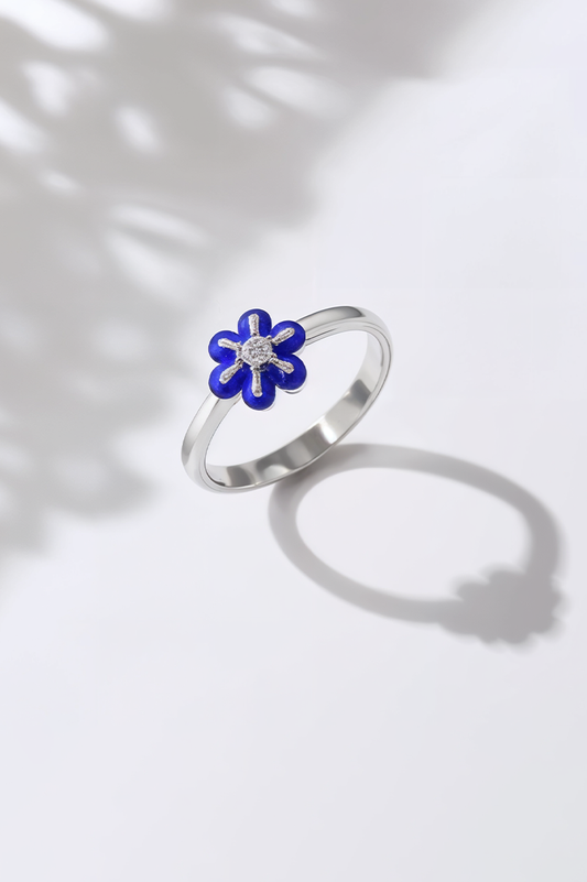 Midnight Bloom 92.5 Sterling Silver Ring