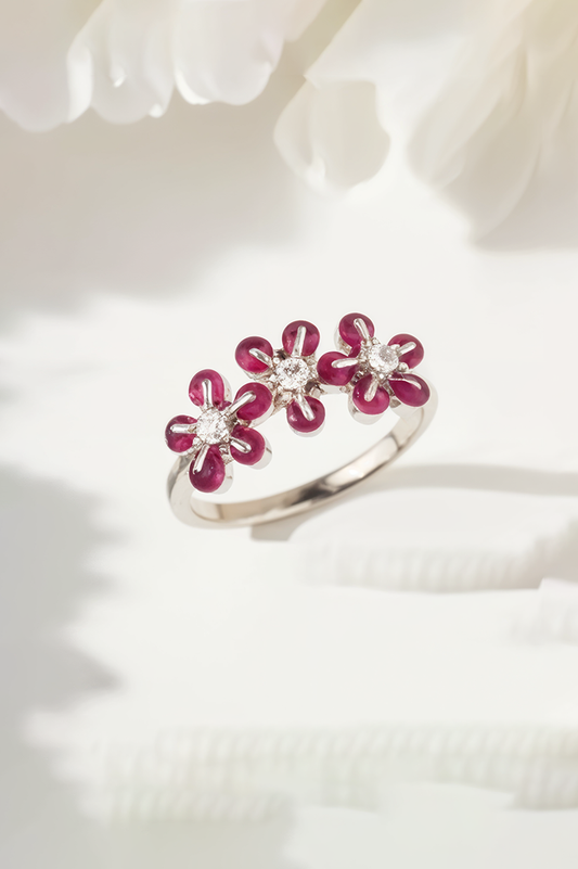 Rosette Trio 92.5 Sterling Silver Ring
