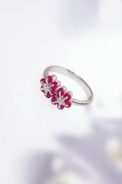 Ruby Petal 92.5 Sterling Silver Ring