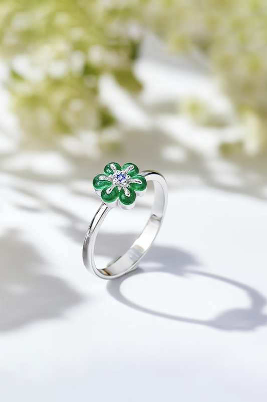 Emerald Petal 92.5 Sterling Silver Ring