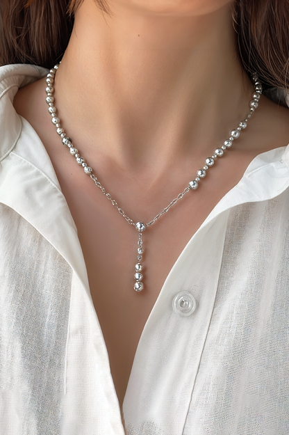 Moonlit Drop Bead 92.5 Silver Chain