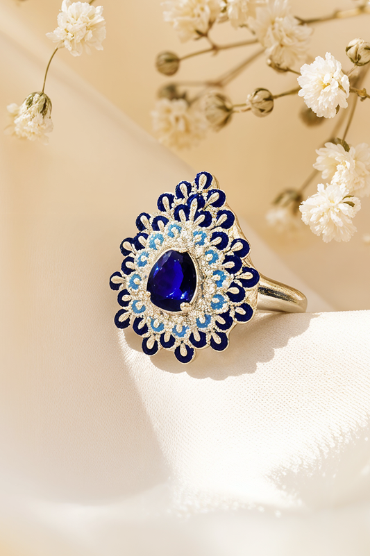 Royal Bloom Sapphire 92.5 Sterling Silver Ring