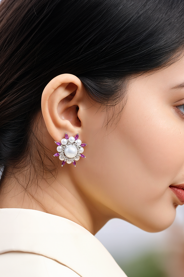 Iris Bloom Stud Earrings
