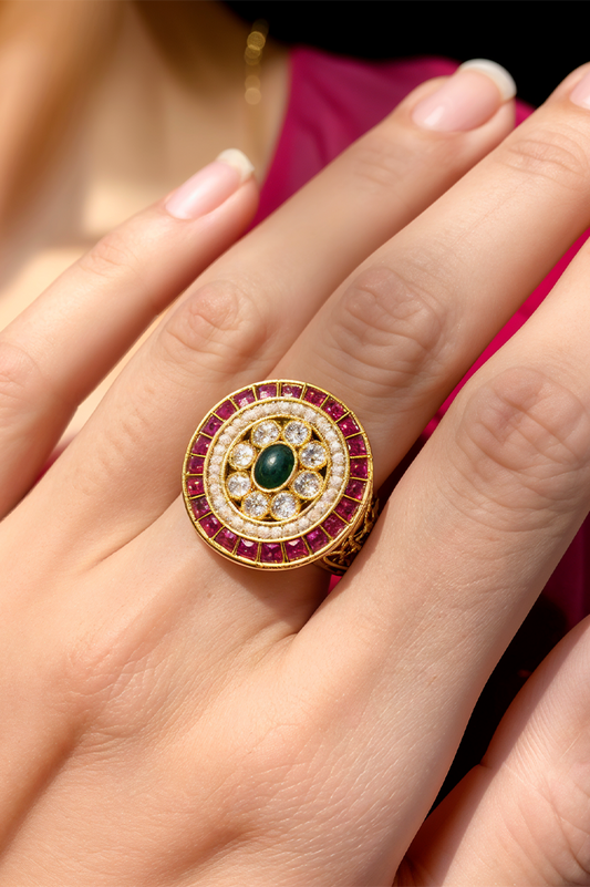 Meera Kundan Polki Heritage Ring