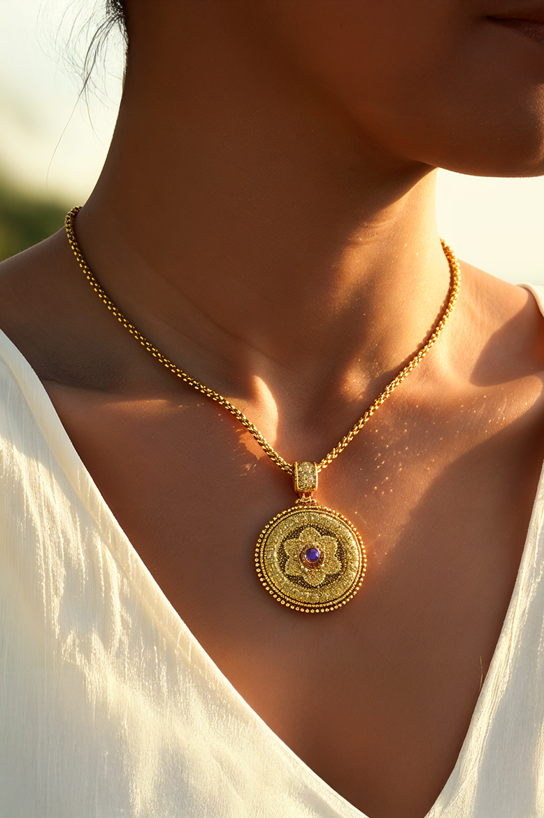 Regal Lotus Gold Necklace Set