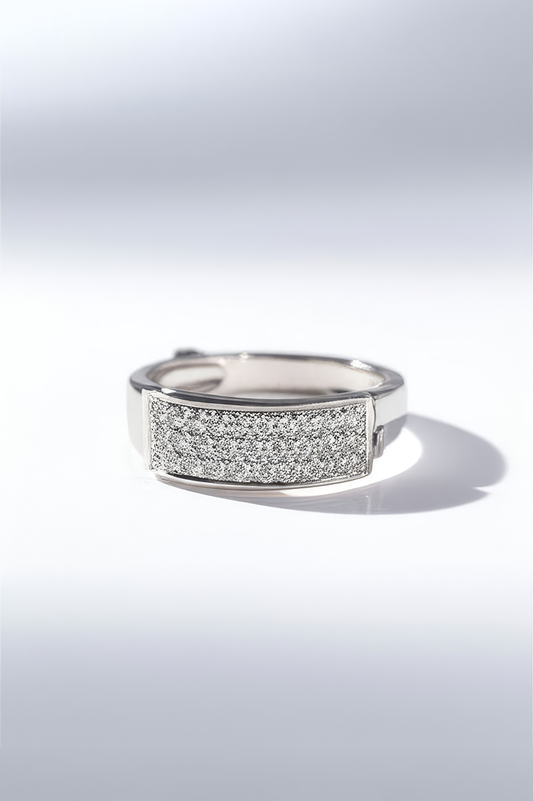 Titan Curve CZ Embedded 92.5 Sterling Silver Ring