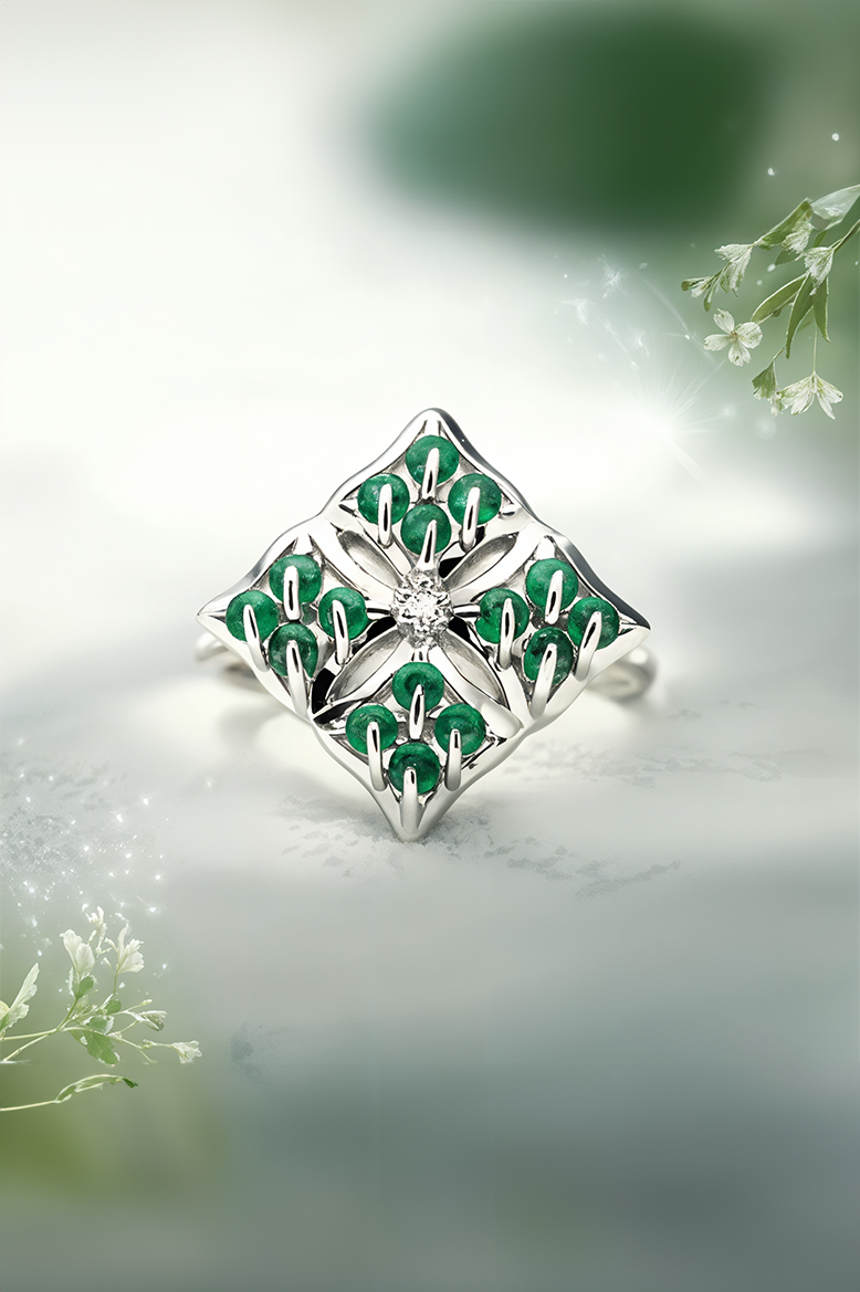 Emerald Glory 92.5 Sterling Silver Ring