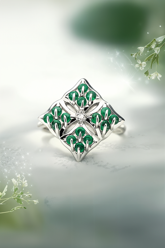 Emerald Glory 92.5 Sterling Silver Ring