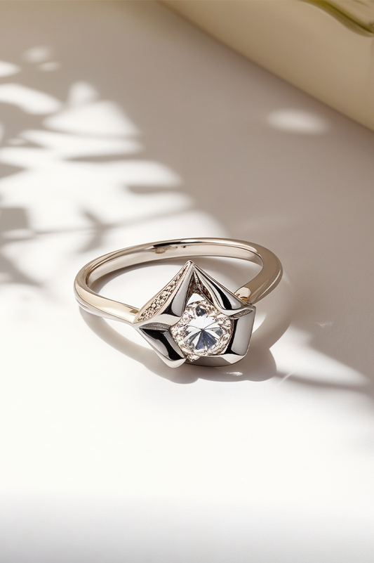 Diamond Shield 92.5 Sterling Silver Ring