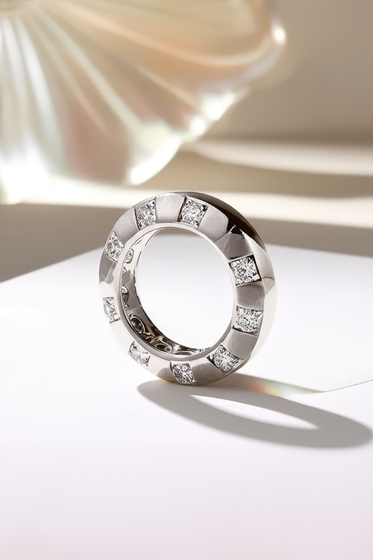 Zircon Halo Band 92.5 Sterling Silver Ring