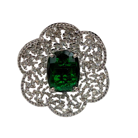 Diamond Emerald Flower Ring