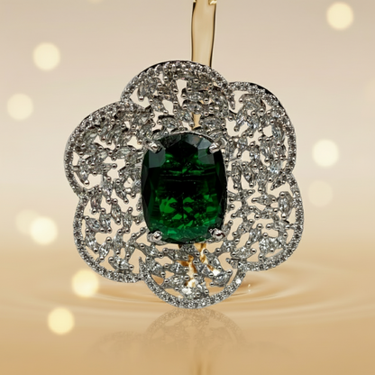 Diamond Emerald Flower Ring
