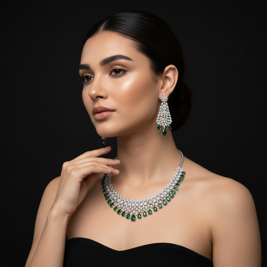 Emerald and Diamond Necklace Set