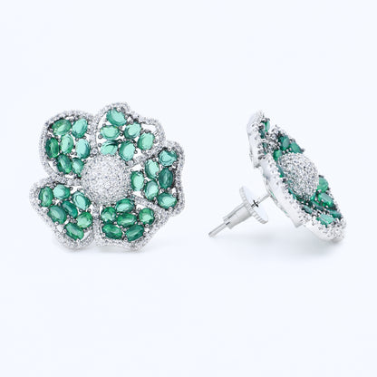 Emerald Bloom Stud Earrings