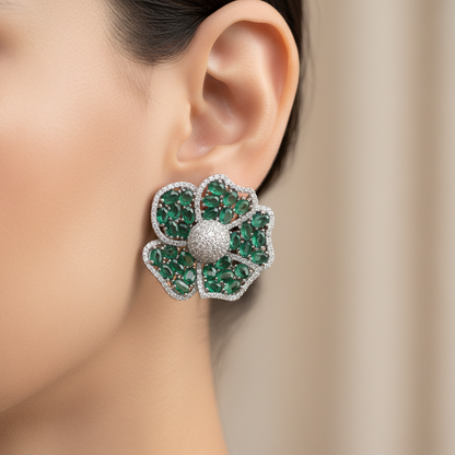 Emerald Bloom Stud Earrings