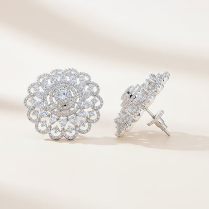 Diamond Blossom Stud Earrings