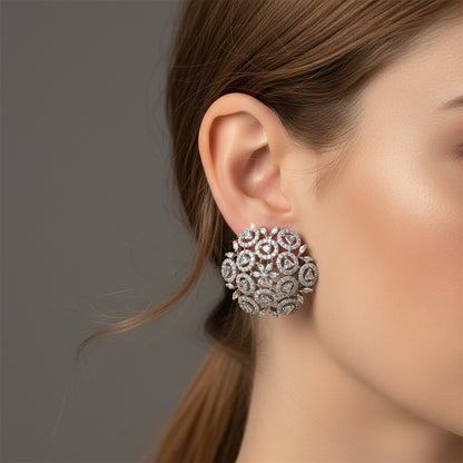 Floral Diamond Cluster Studs