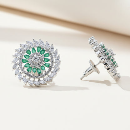 Emerald Sunburst Stud Earrings