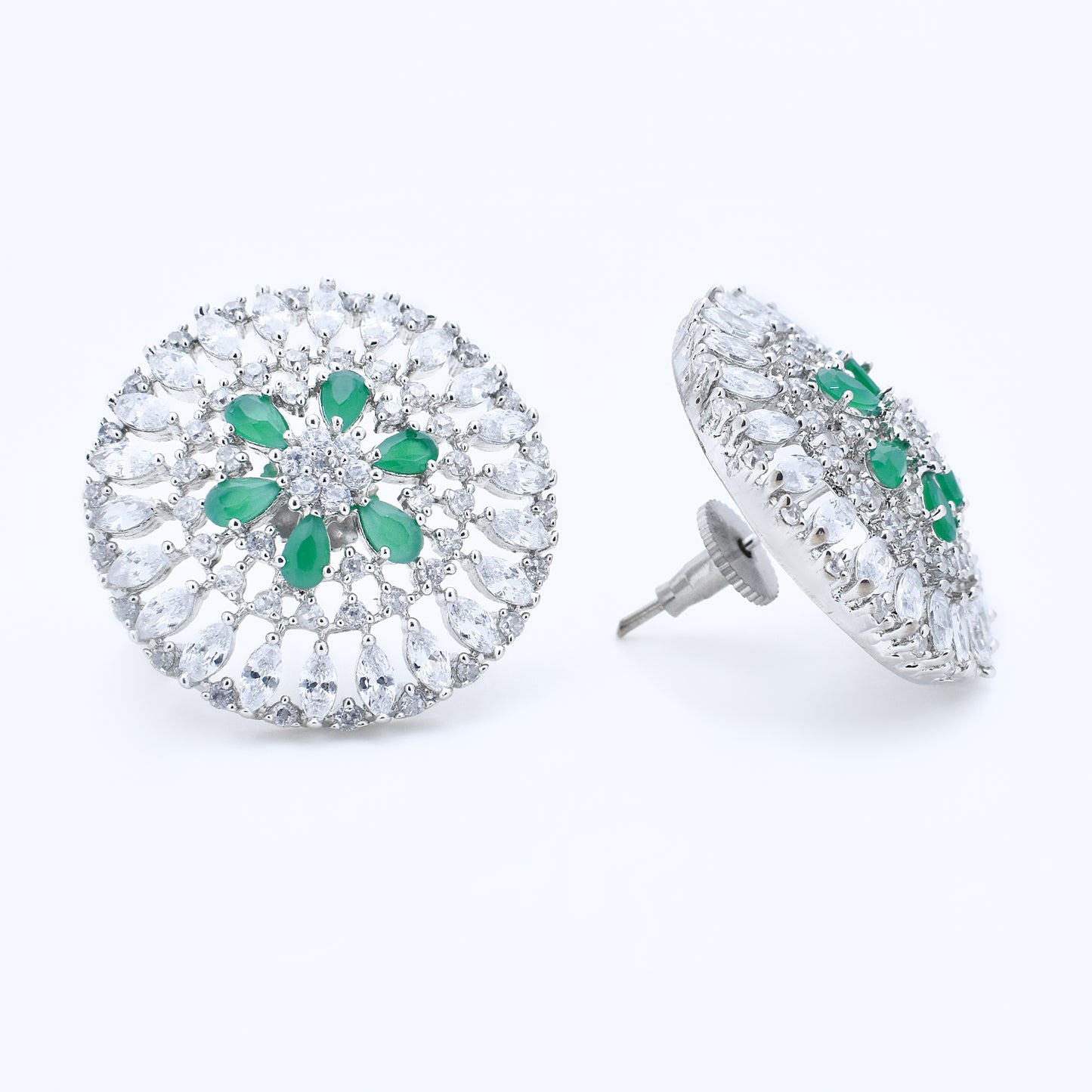 Emerald & Diamond Radiance Stud Earrings