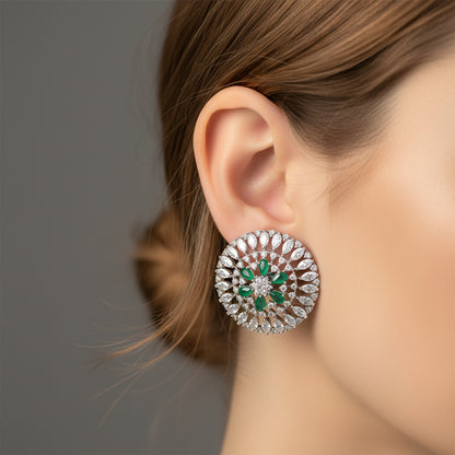 Emerald & Diamond Radiance Stud Earrings