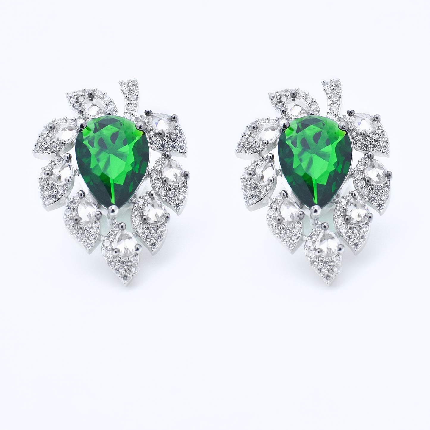 Diamond Leaf Stud Earrings