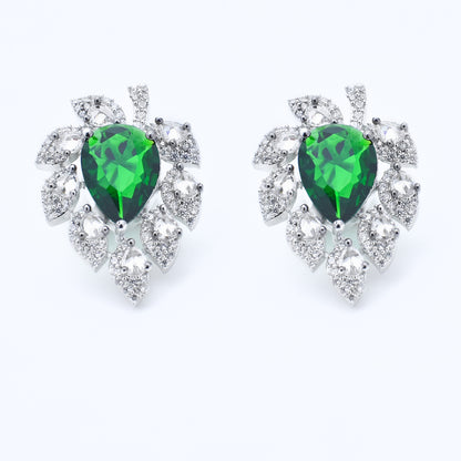 Diamond Leaf Stud Earrings