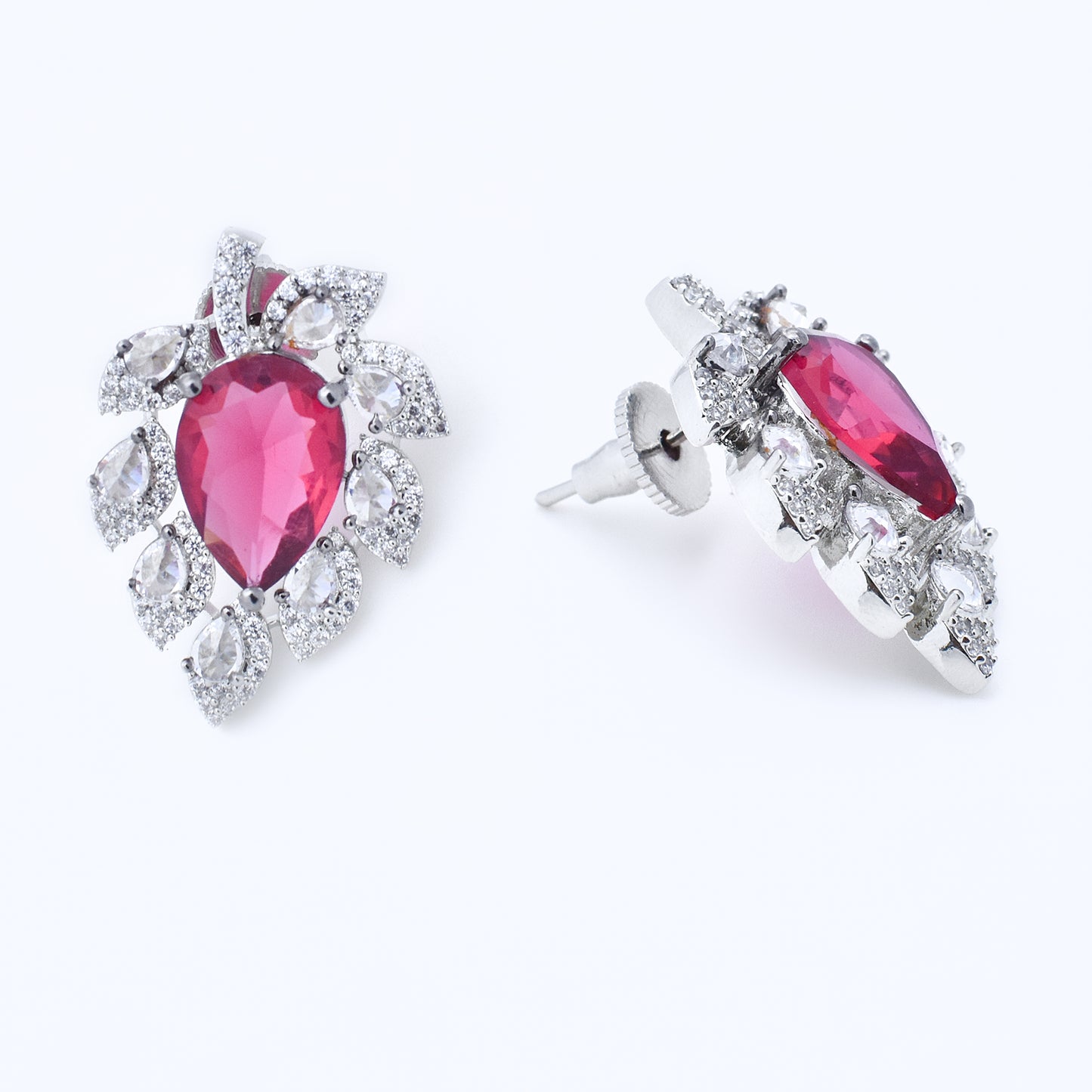 Diamond Leaf Stud Earrings